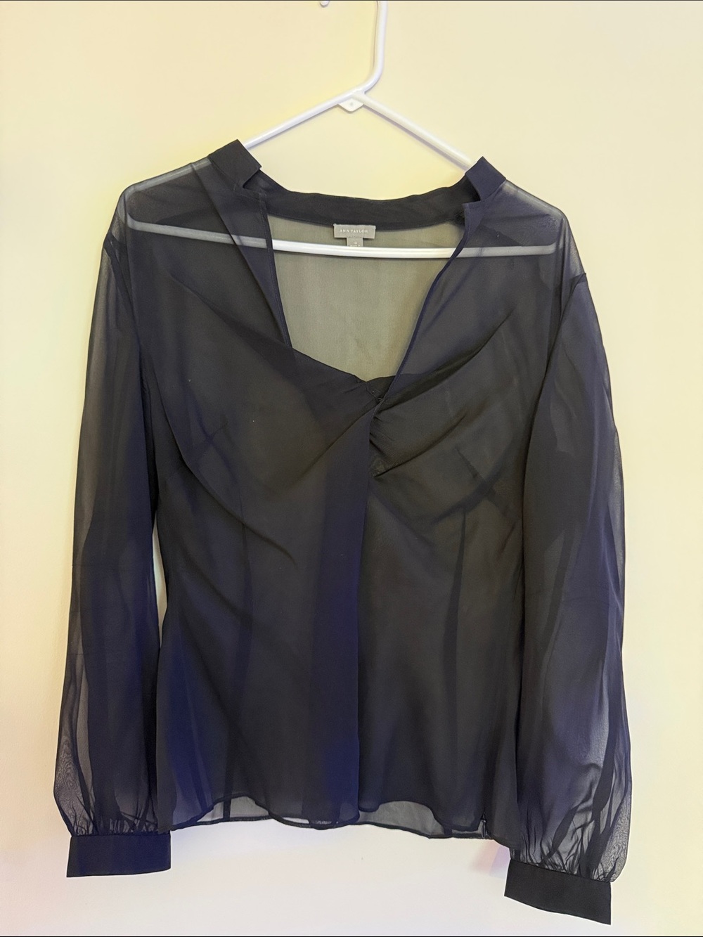 Sheer Navy Long-Sleeve Blouse - Lightweight Women's Top
